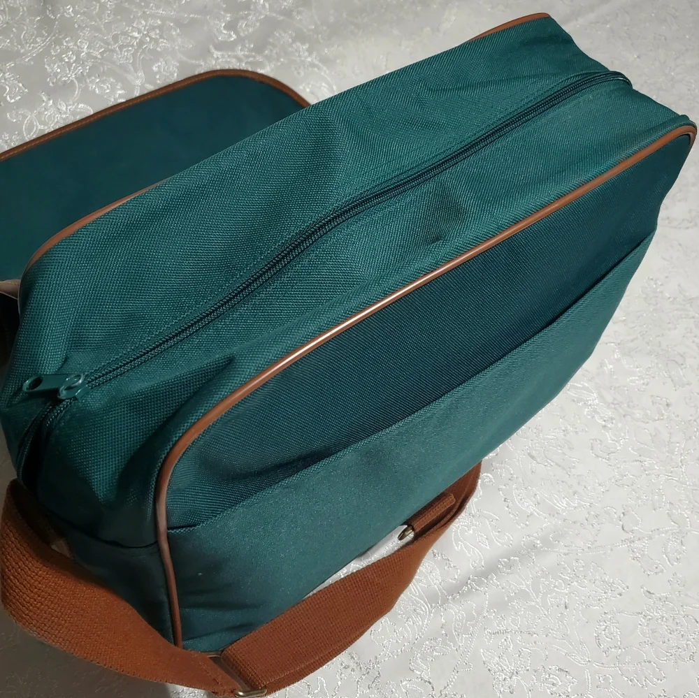 VINTAGE RALPH LAUREN GREEN CANVAS TRAVEL CROSS BODY SHOULDER COMPUTER BAG